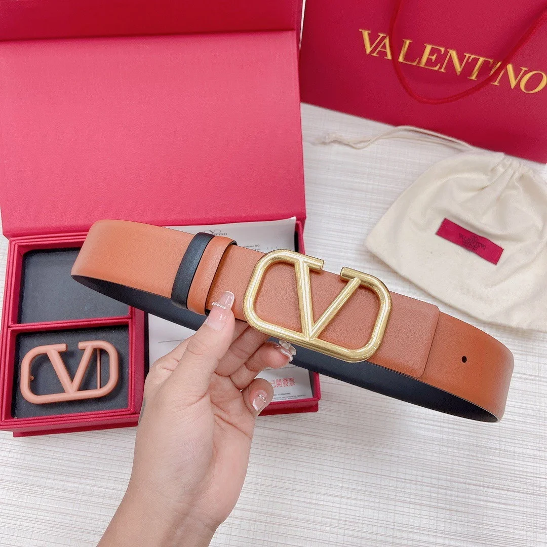 Valentino VLogo Reversible Belt 40mm in Brown and Black Calfskin product view 4