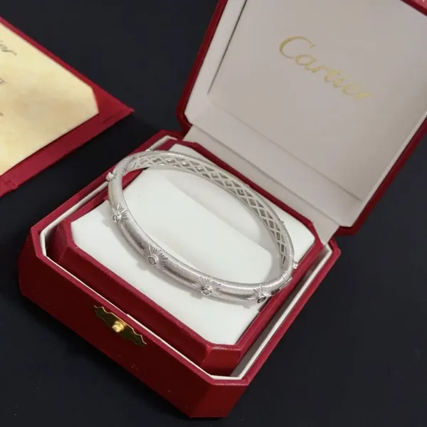 Cartier Silver-Tone Pave-Effect Bangle Bracelet product view 2