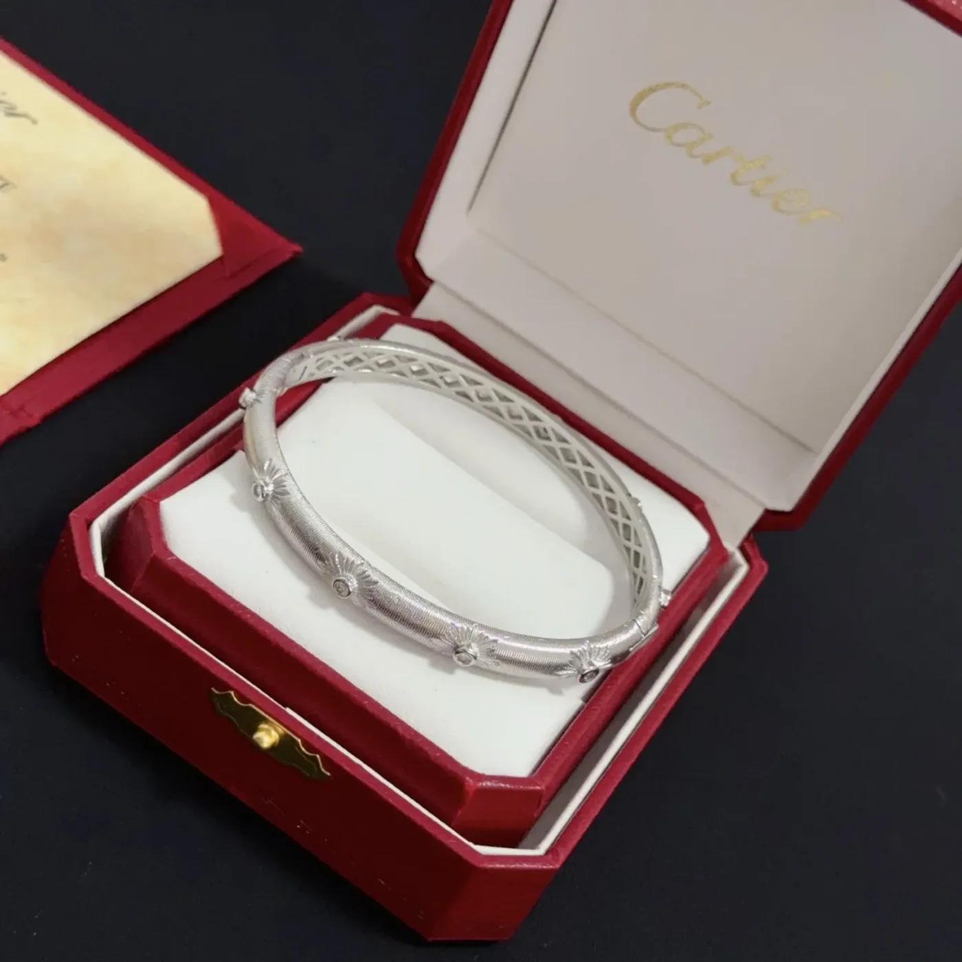 Cartier Silver-Tone Pave-Effect Bangle Bracelet product view 2