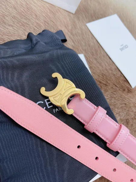 Celine Medium Triomphe Belt 25MM in Pink Calfskin product view 4