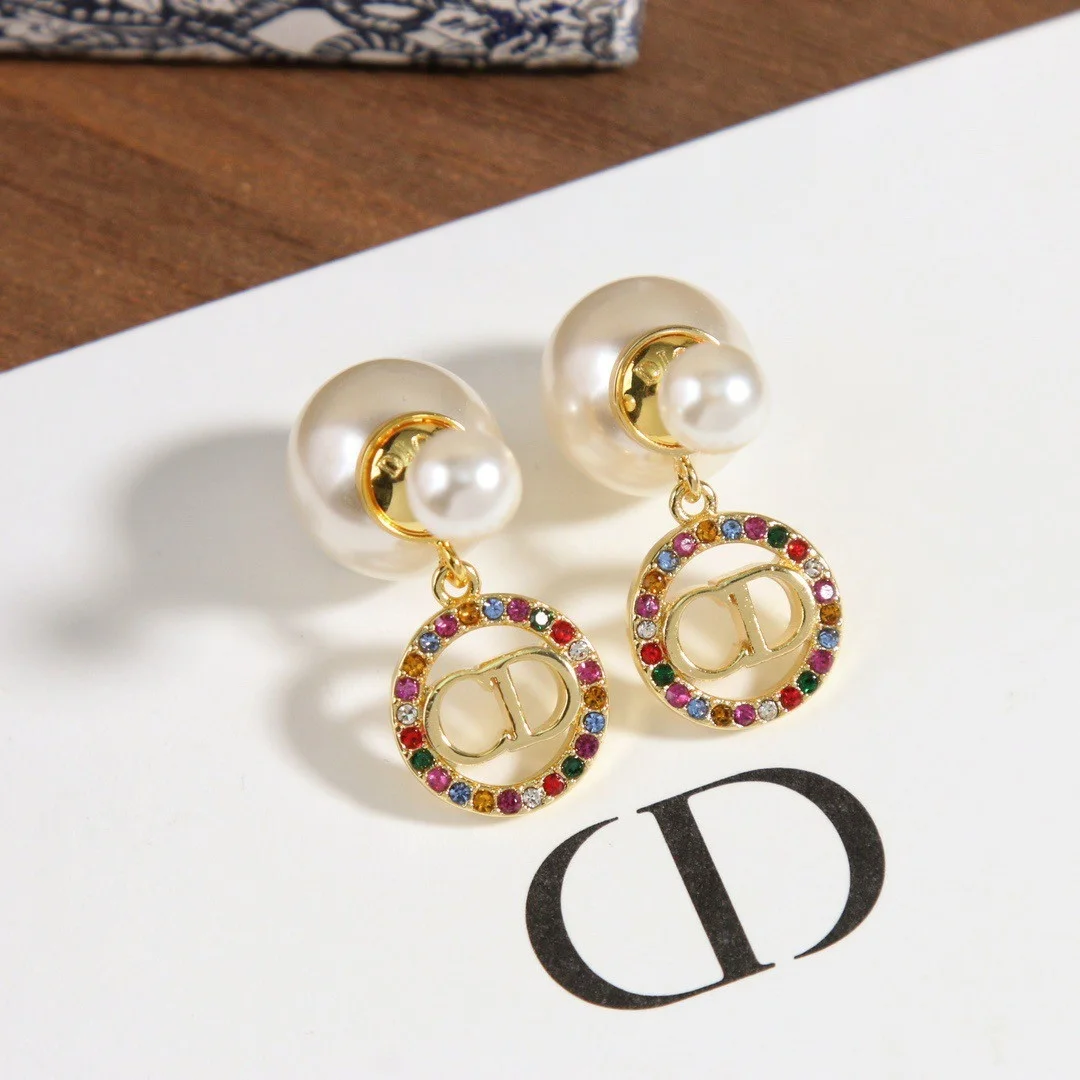 Dior Tribales Earrings in Metal and White Pearl-Effect Details and Multicolor Crystals product view 2