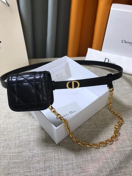 Dior Caro 15MM Belt with Removable Pouch in Black Calfskin product view 6