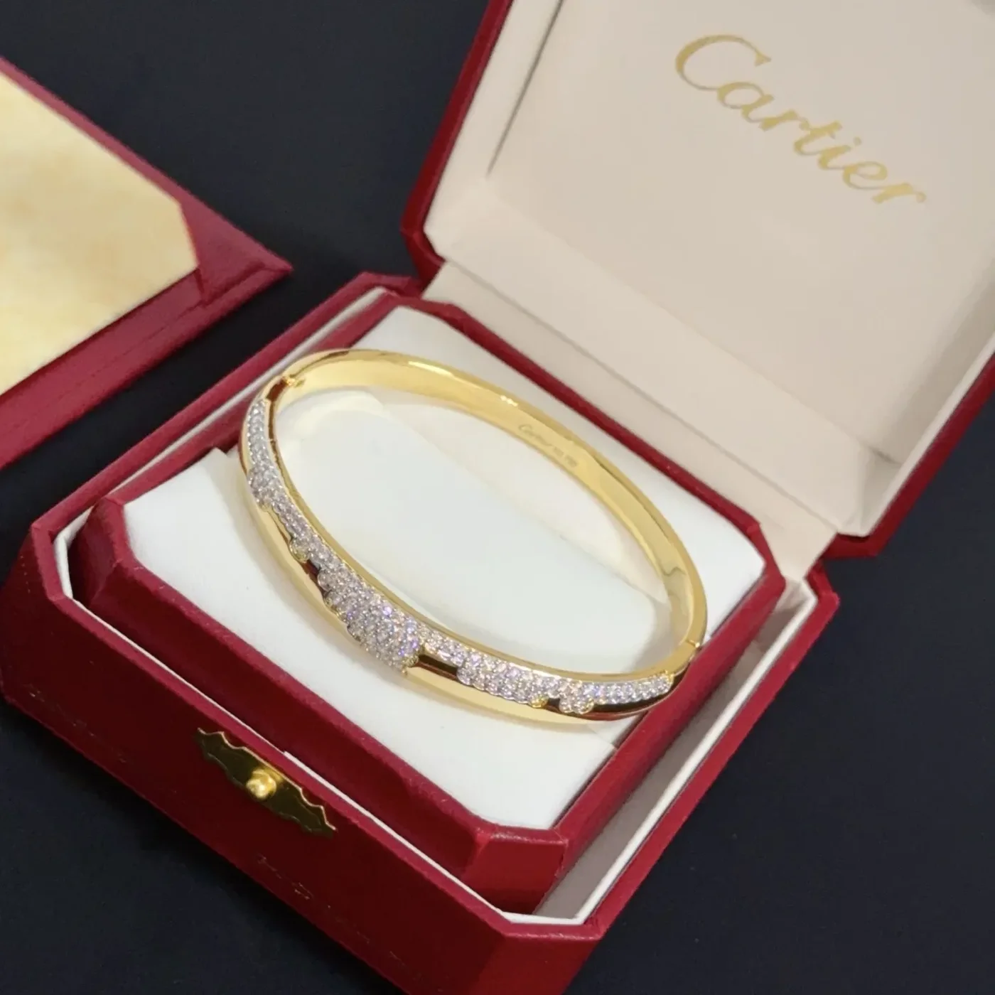 Cartier Gold-Tone Slim Bangle with Pave-Effect Row product view 2