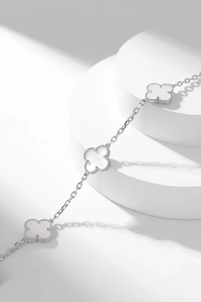 Van Cleef  Arpels Alhambra White Ten-Motif Silver-Tone Necklace product view 7