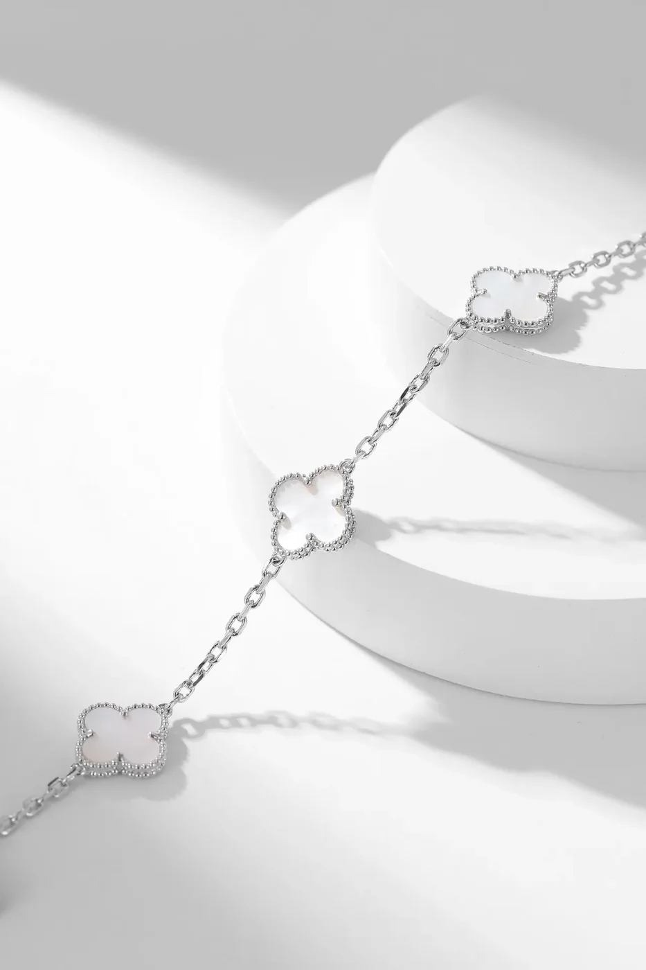 Van Cleef  Arpels Alhambra White Ten-Motif Silver-Tone Necklace product view 7