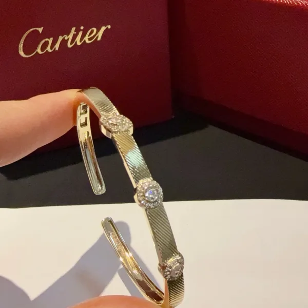 Cartier Gold-Tone Open Cuff with Three Crystal-Effect Accents product view 7