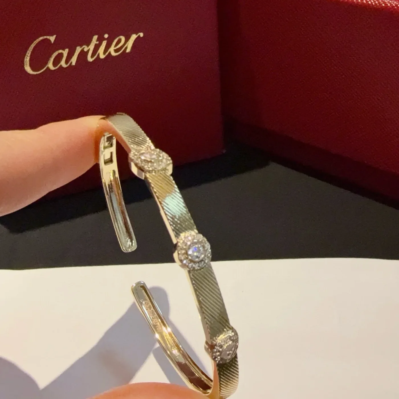 Cartier Gold-Tone Open Cuff with Three Crystal-Effect Accents product view 7