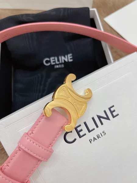 Celine Medium Triomphe Belt 25MM in Pink Calfskin product view 2