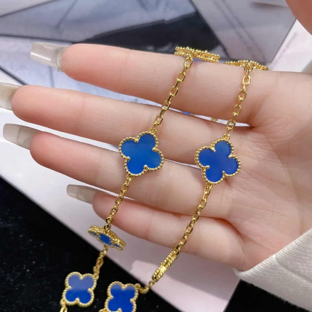 Van Cleef  Arpels Alhambra Blue Ten-Motif Gold-Tone Necklace product view 2