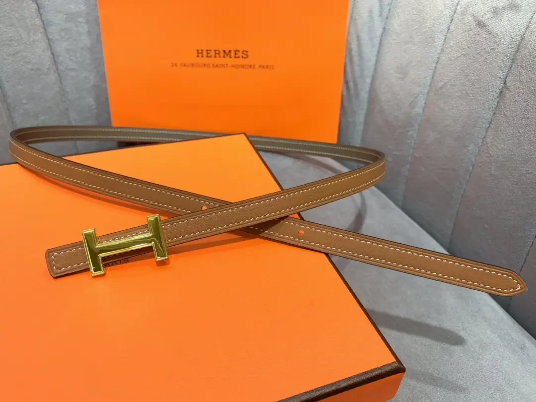 Hermès Tan/Grey Reversible Belt with Gold-Tone Slim H Buckle product view 1