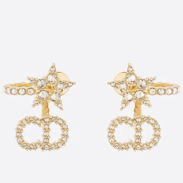 Dior Clair D Lune Earrings In Gold-Finish Metal and White Crystals product photo