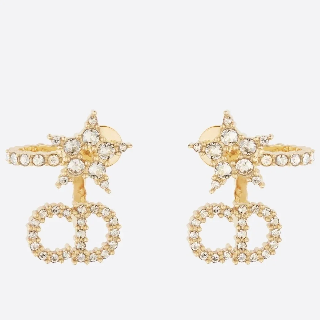 Dior Clair D Lune Earrings In Gold-Finish Metal and White Crystals product view 1