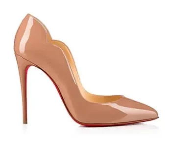 Christian Louboutin Hot Chick Scalloped Patent Pumps Nude Pink product photo