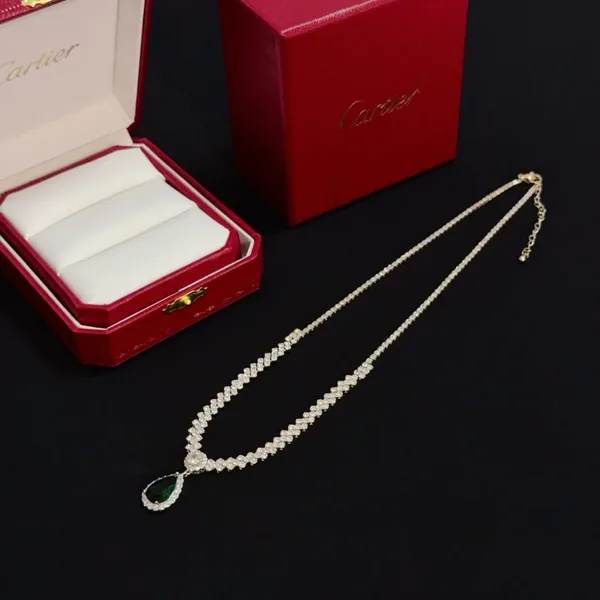 Cartier Green Pear-Shaped Gold-Tone Beaded Necklace product view 7