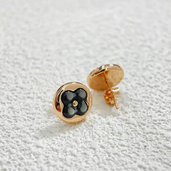 Louis Vuitton Sun Blossom Pearlescent Stud Earrings Gray Inlay and Rose-Tone product photo