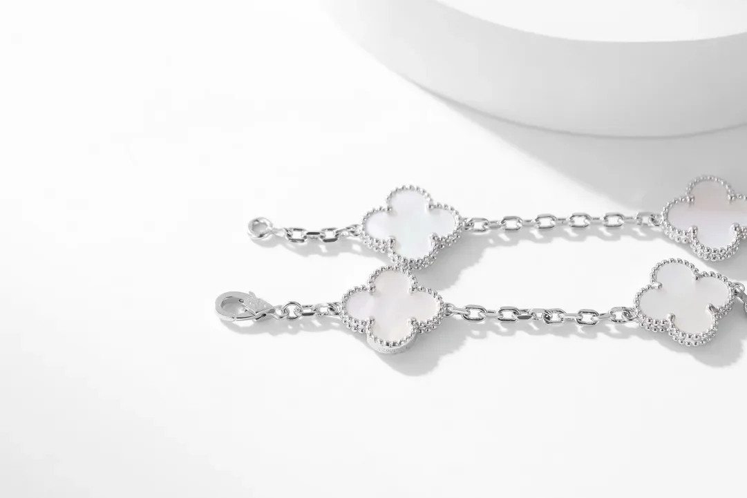 Van Cleef  Arpels Alhambra White Ten-Motif Silver-Tone Necklace product view 9
