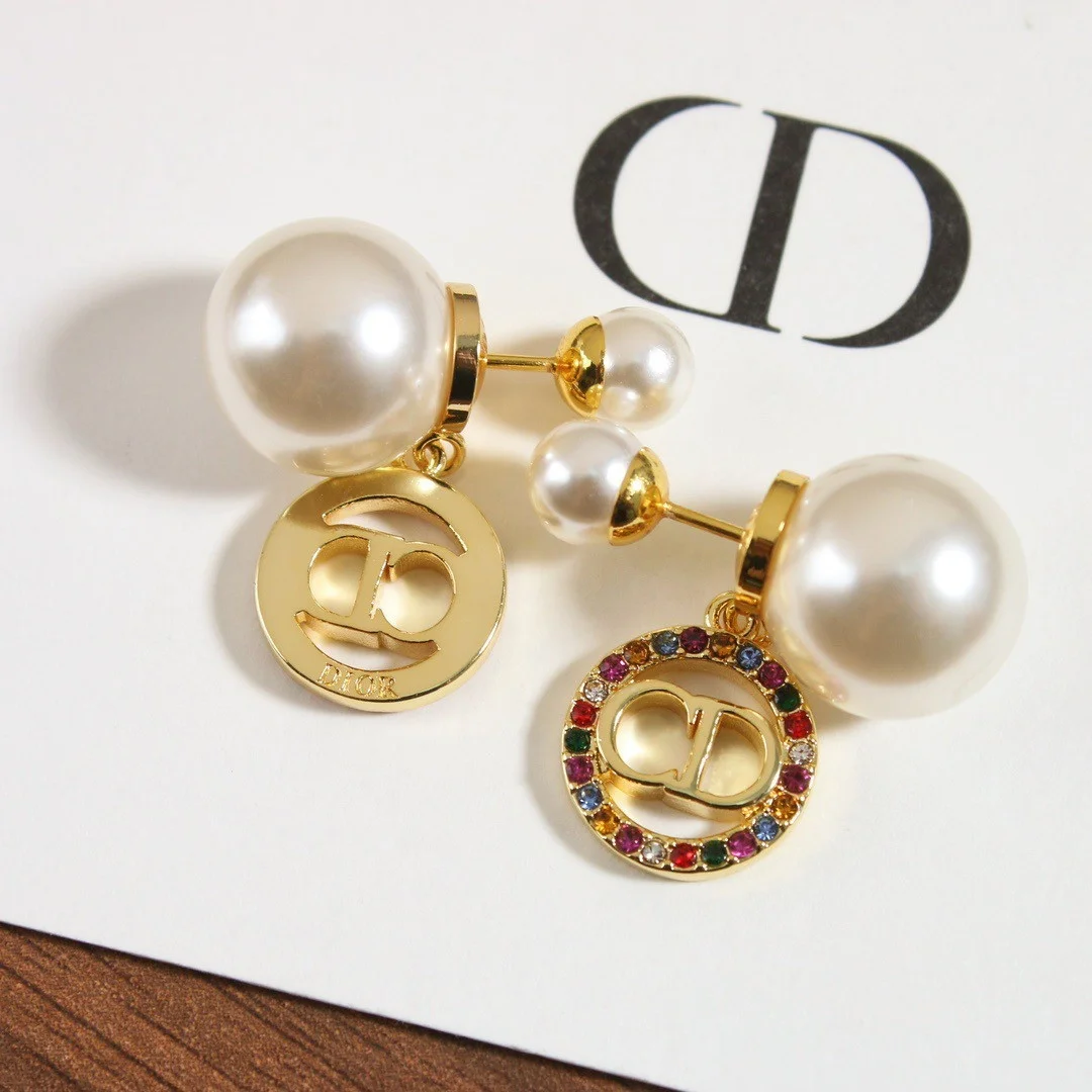 Dior Tribales Earrings in Metal and White Pearl-Effect Details and Multicolor Crystals product view 6