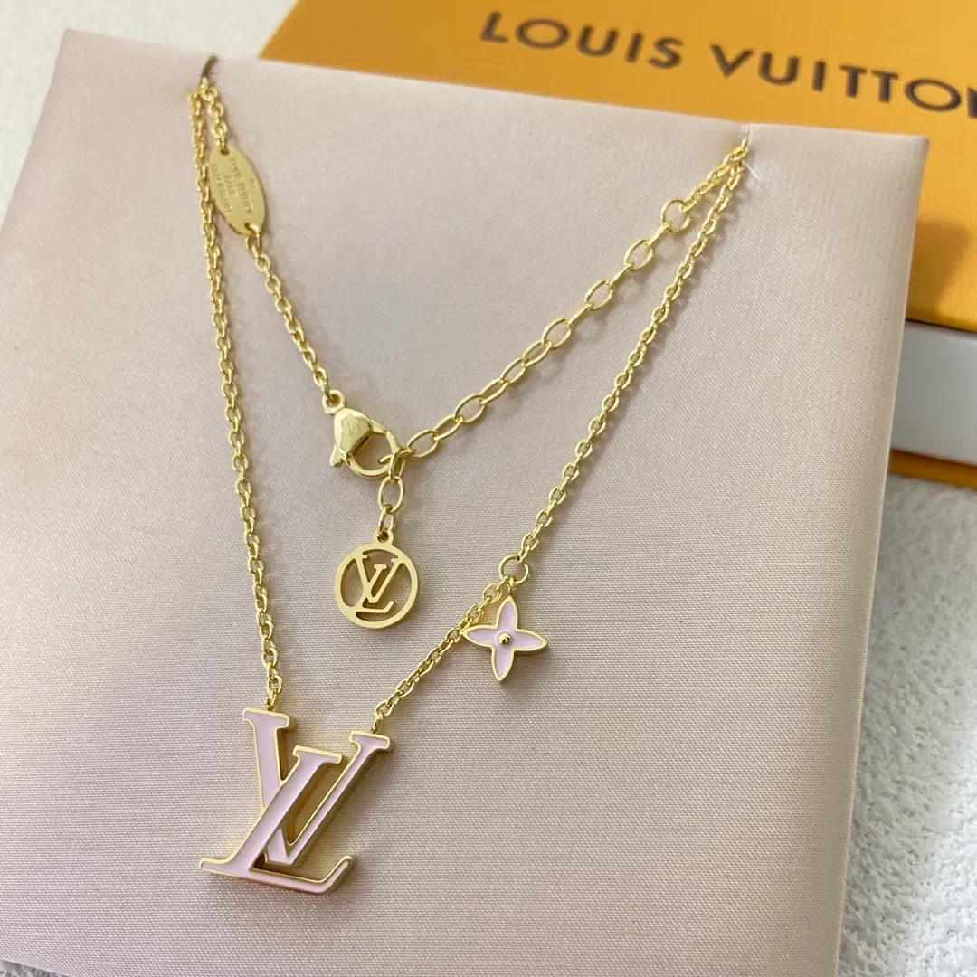 Louis Vuitton Star LV Enamel Pendant Necklace Pink and Gold-Tone product view 1