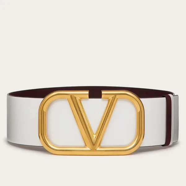 Valentino VLogo Reversible Belt 70mm in White and Black Calfskin product photo