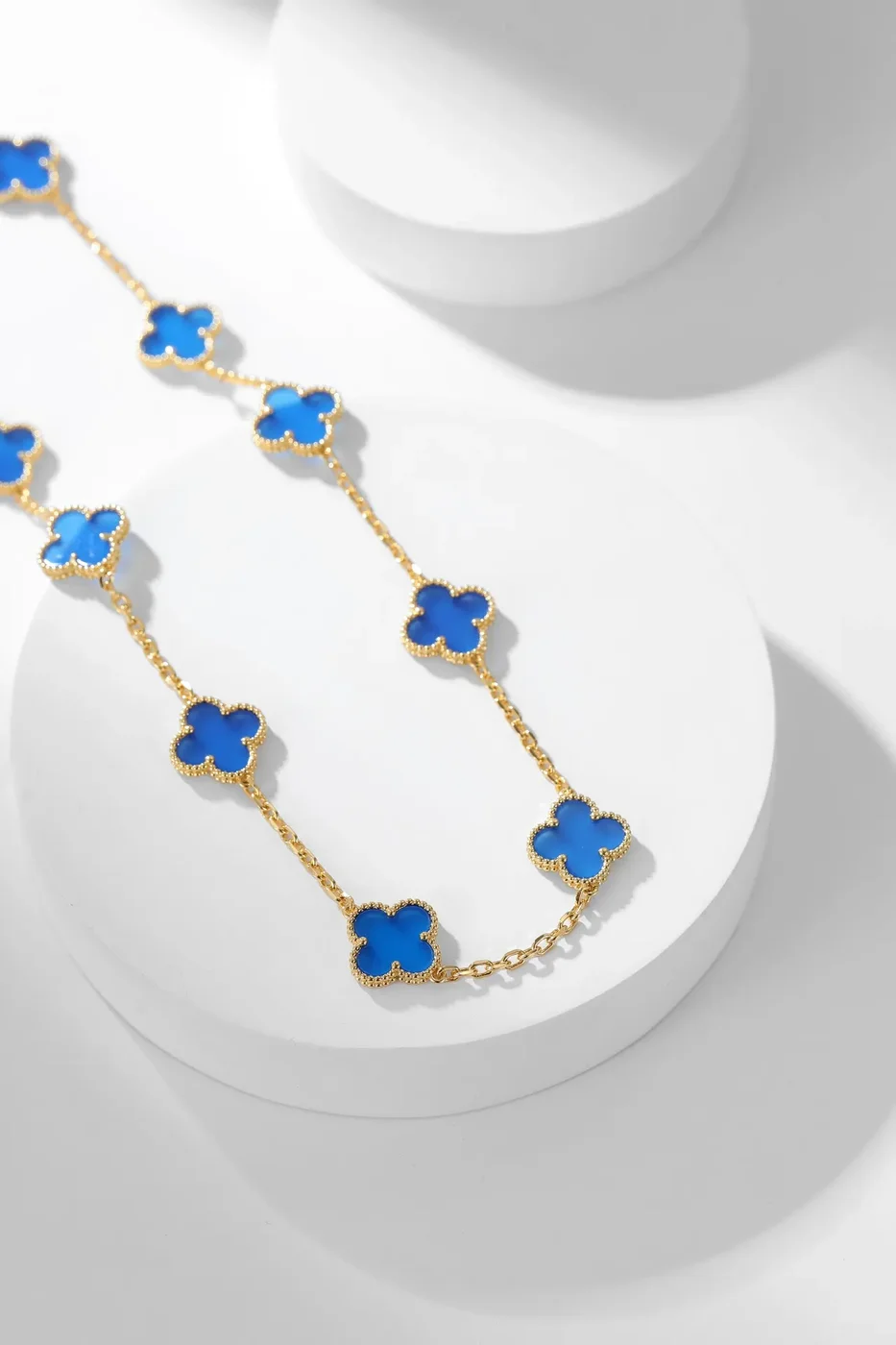 Van Cleef  Arpels Alhambra Blue Ten-Motif Gold-Tone Necklace product view 4