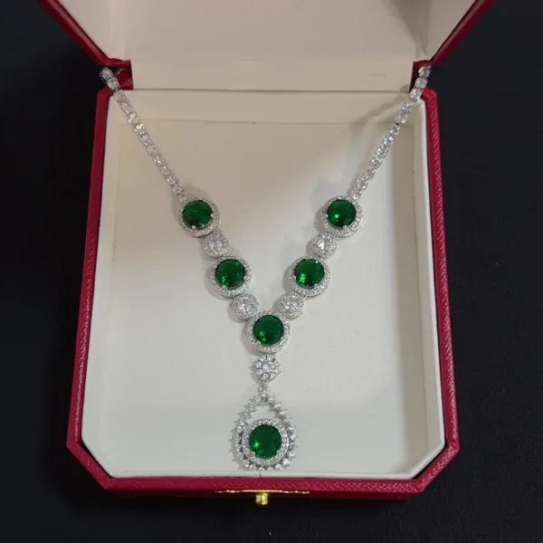 Cartier Green Multi-Stone Silver-Tone Pendant Necklace product view 2