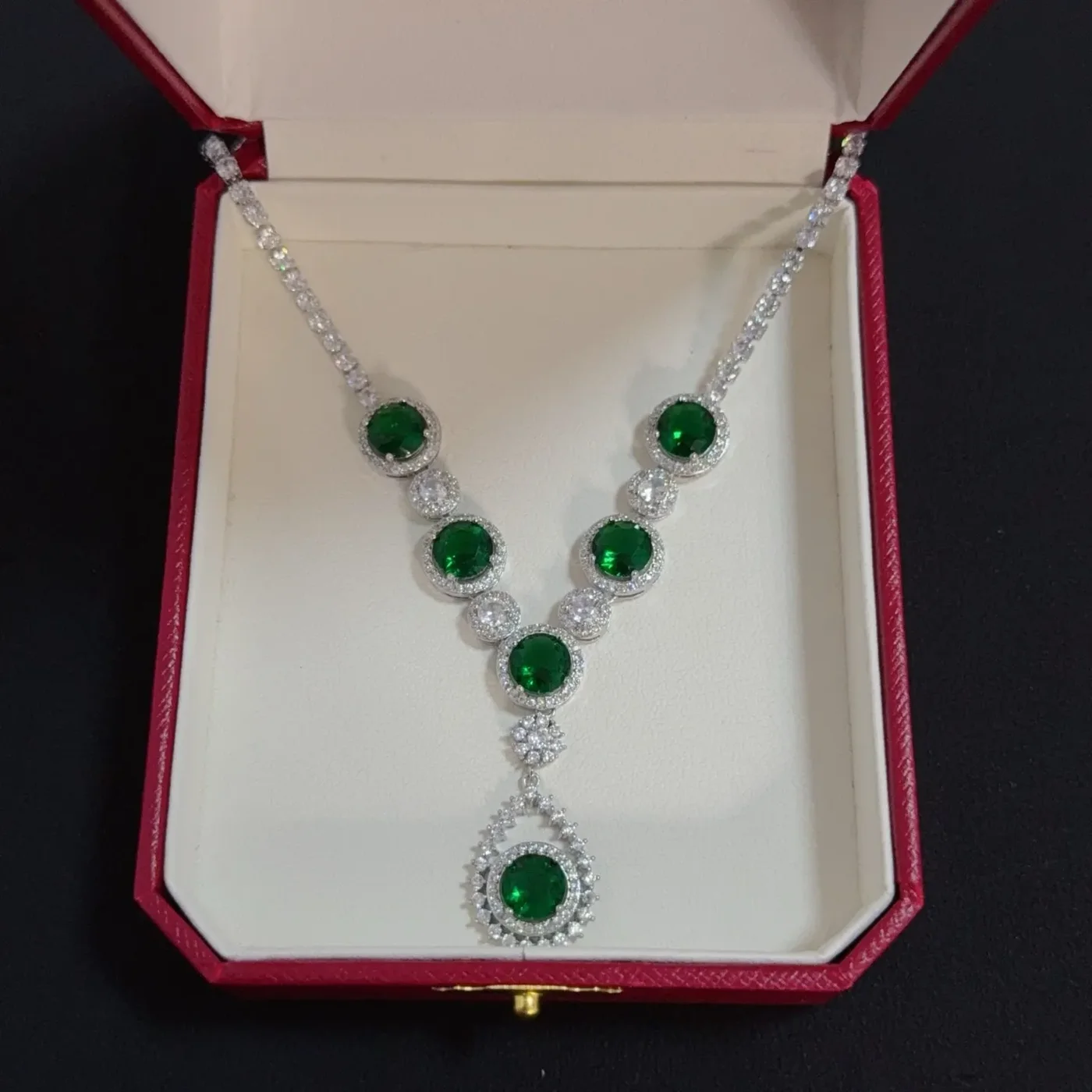 Cartier Green Multi-Stone Silver-Tone Pendant Necklace product view 2