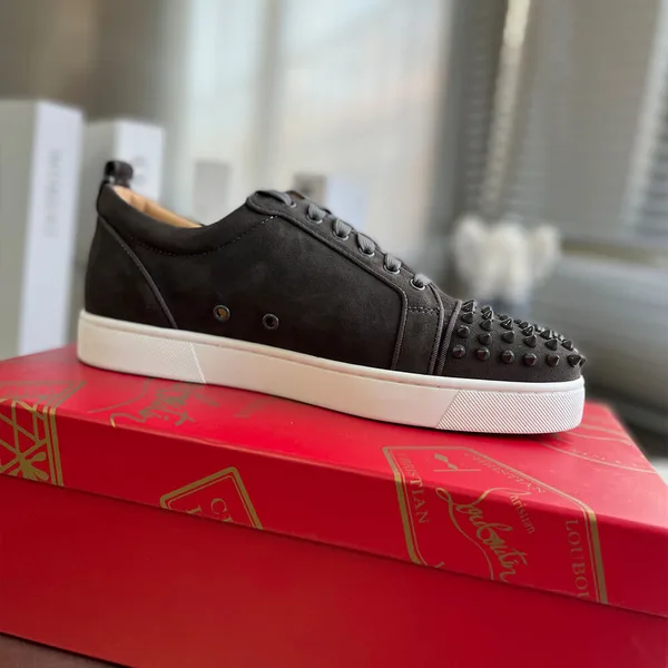 Christian Louboutin Louis Junior Spikes Sneakers Black with White Sole product view 5