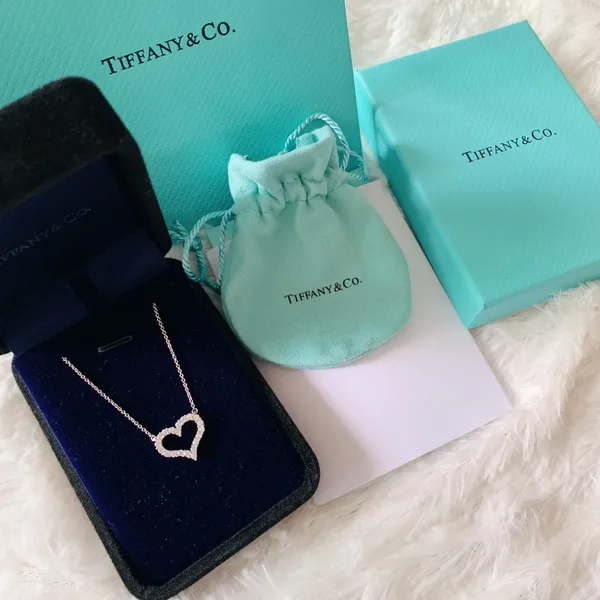 Tiffany  Co. Medium Pavé-Effect Open Heart Necklace Silver-Tone product view 1