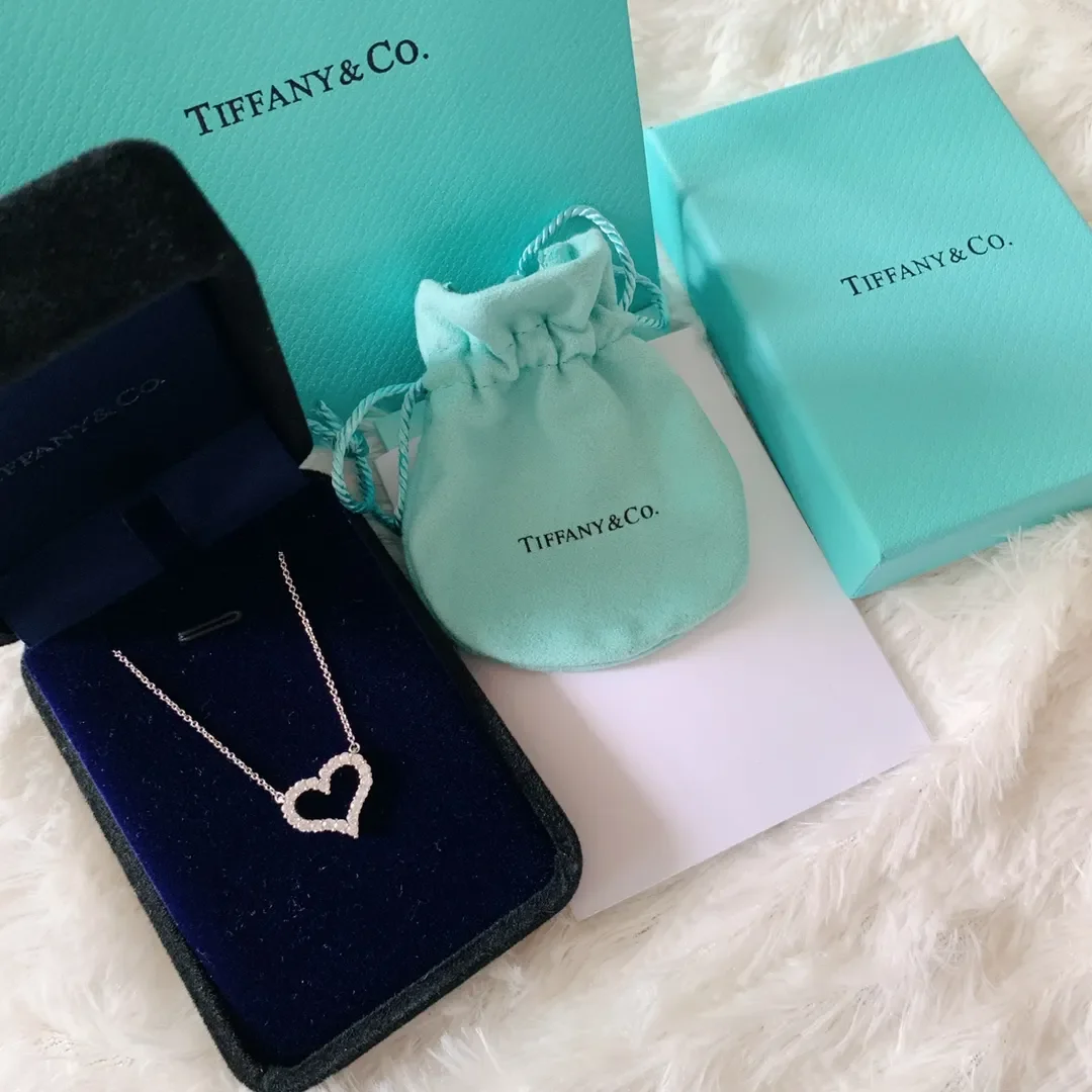 Tiffany  Co. Medium Pavé-Effect Open Heart Necklace Silver-Tone product view 1