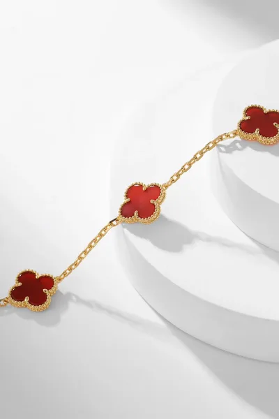 Van Cleef  Arpels Alhambra Red Ten-Motif Gold-Tone Necklace product view 6