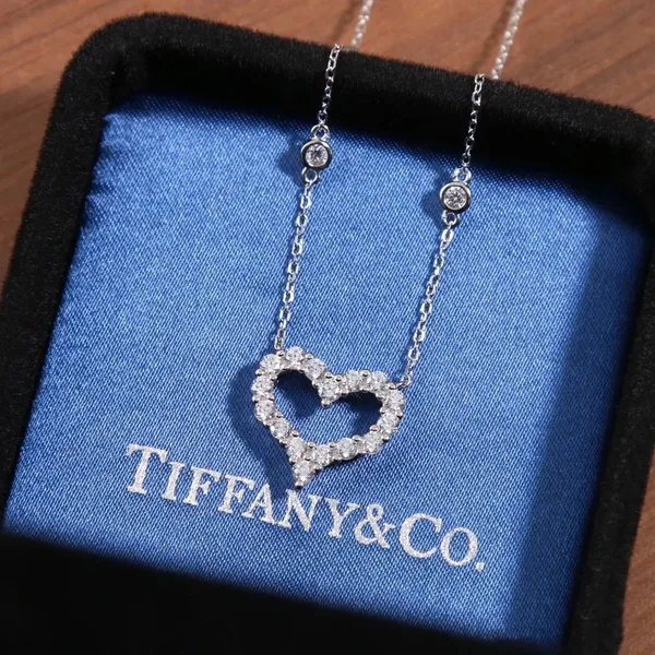 Tiffany  Co. Pavé-Effect Open Heart Necklace Silver-Tone product photo