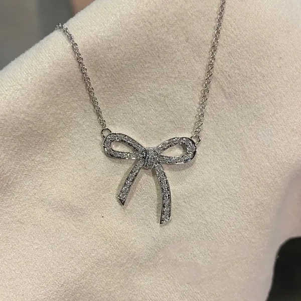 Tiffany  Co. Large Pavé-Effect Bow Necklace Silver-Tone product photo