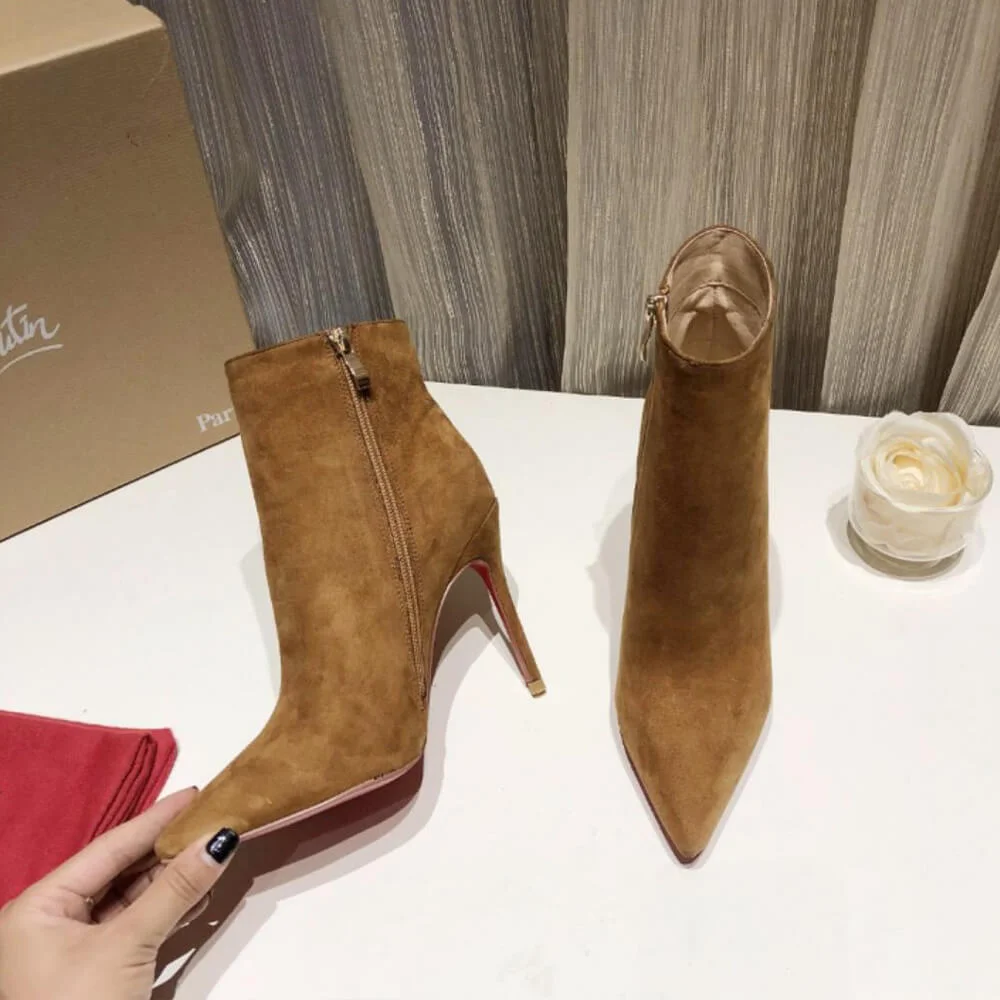 Christian Louboutin So Kate Booty 100 Suede-Effect Ankle Boots Brown product view 7