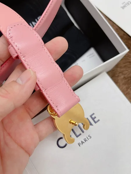 Celine Medium Triomphe Belt 25MM in Pink Calfskin product view 6