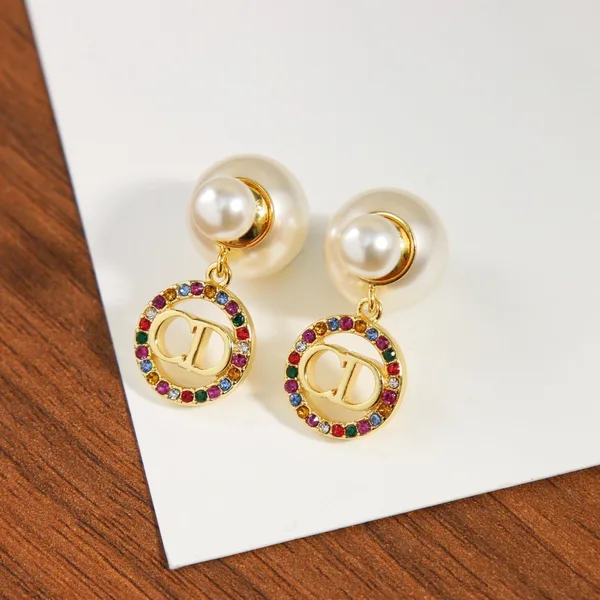 Dior Tribales Earrings in Metal and White Pearl-Effect Details and Multicolor Crystals product view 5