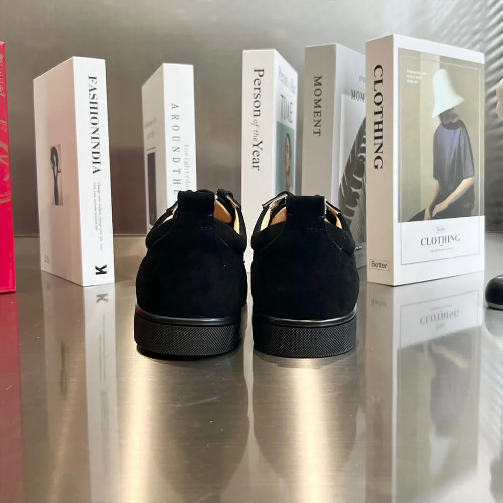 Christian Louboutin Louis Junior Spikes Suede-Effect Sneakers Black product view 8
