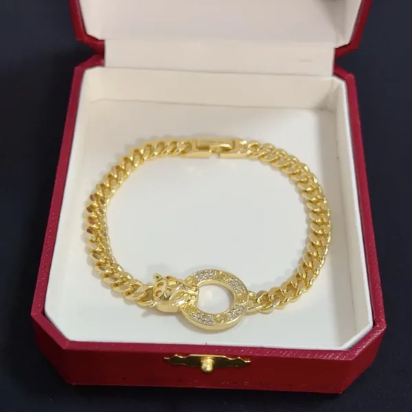 Cartier Gold-Tone Chain-Link Bracelet with Round Pave-Effect Clasp product view 3
