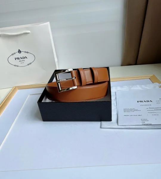 Prada 35MM Belt in Brown Smooth Calfskin product view 5