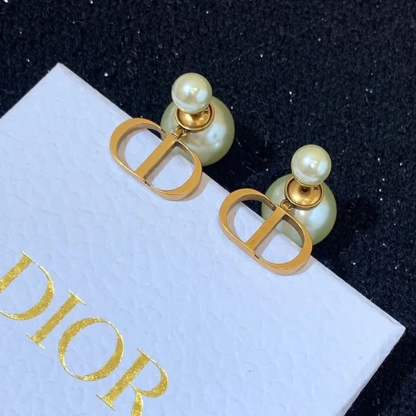 Dior Tribales Earrings In Antique Gold-Finish Metal and White Resin Pearl-Effect Details product view 5