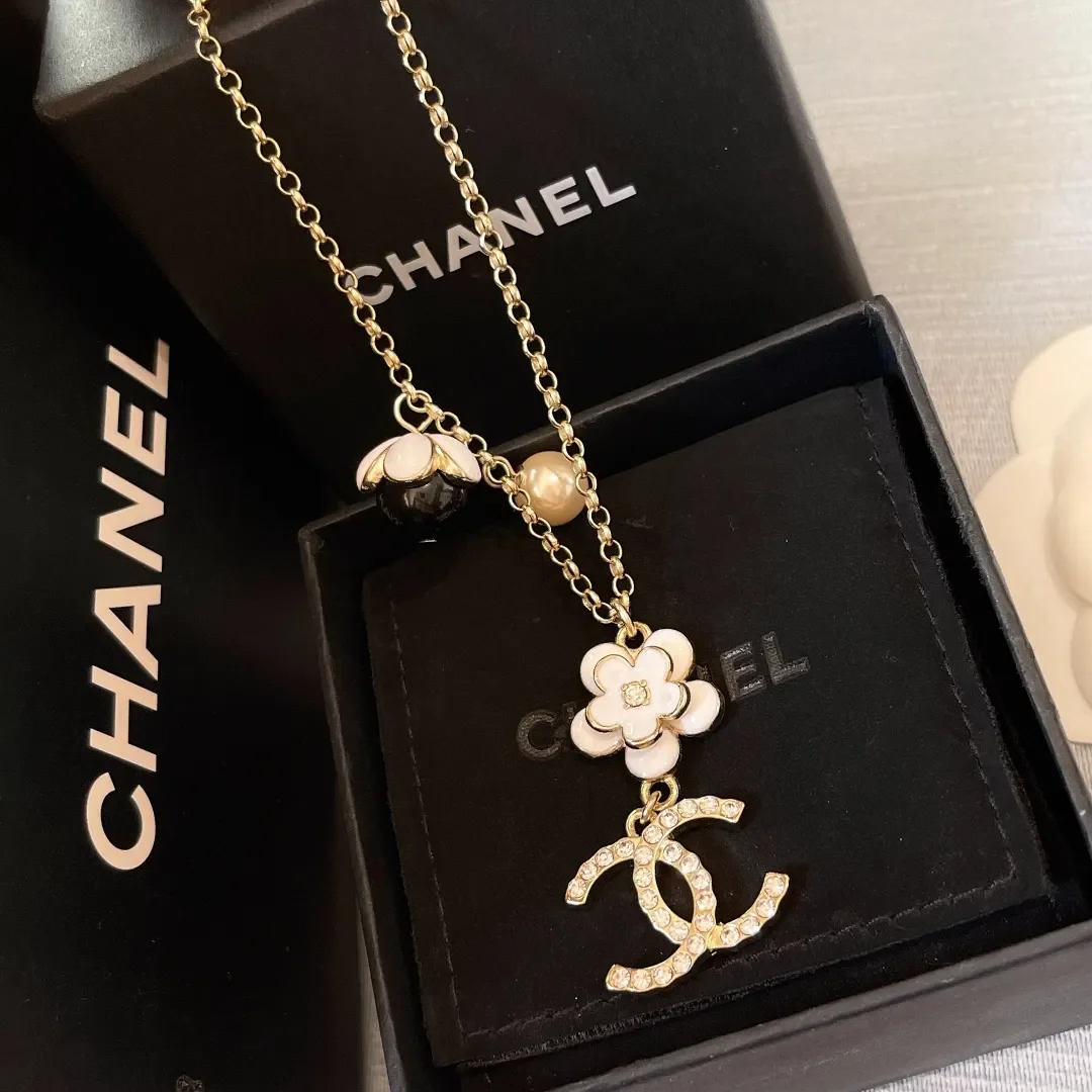 Chanel Flower Pearl-Effect CC Pendant Necklace Gold-Tone product view 6