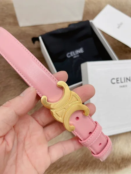 Celine Medium Triomphe Belt 25MM in Pink Calfskin product view 7