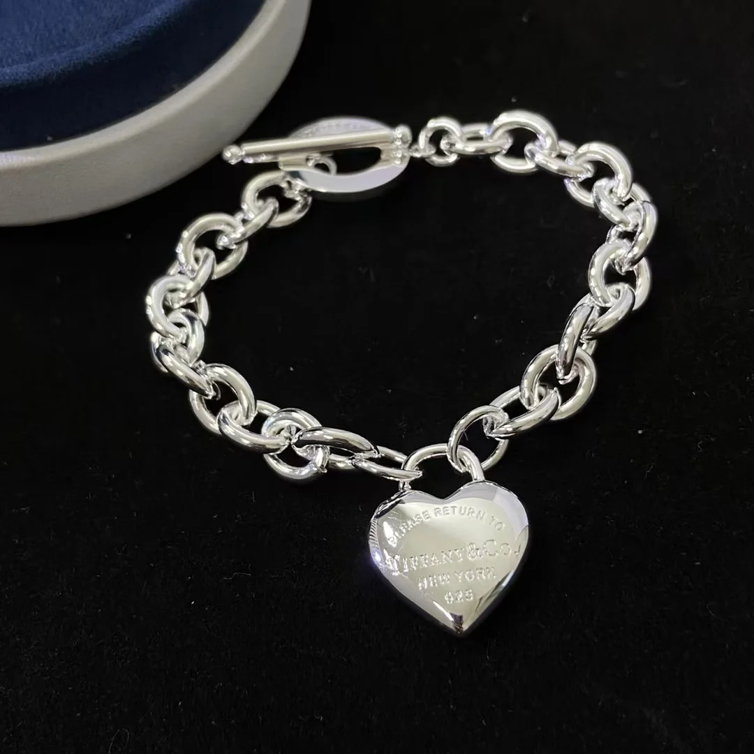 Tiffany  Co. Heart Charm Toggle Chain Bracelet Silver-Tone product view 1