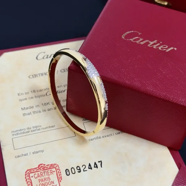 Cartier Gold-Tone Slim Bangle with Pave-Effect Row product view 7