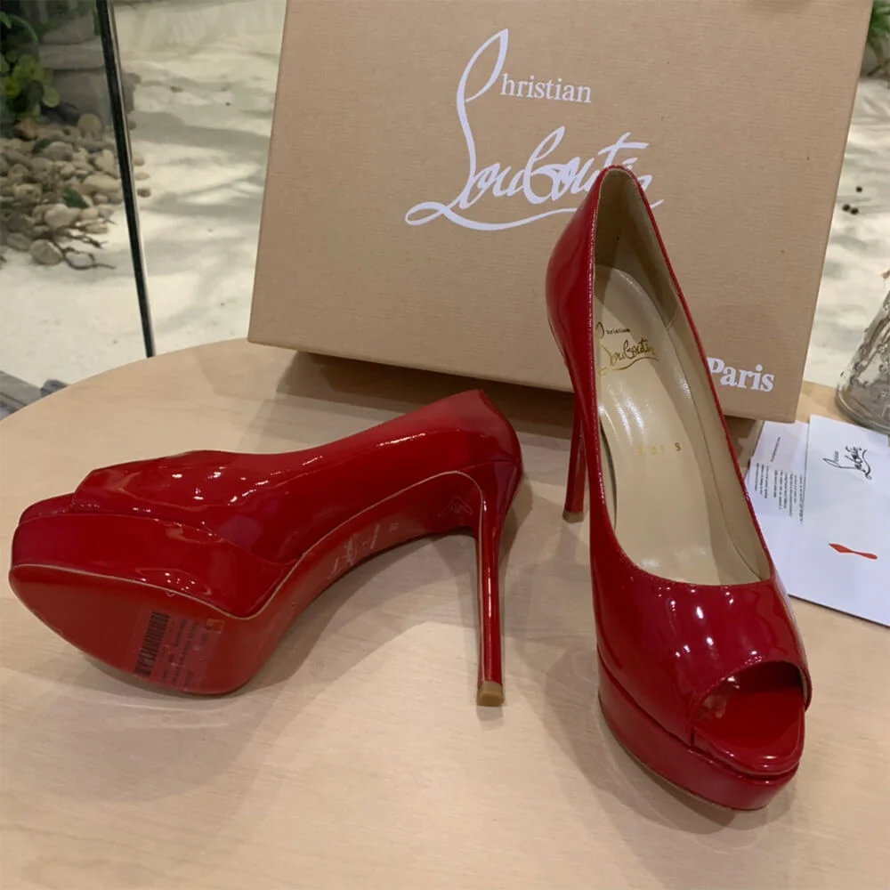 Christian Louboutin New Very Prive 120 Peep-Toe Platform Pumps Red product view 2