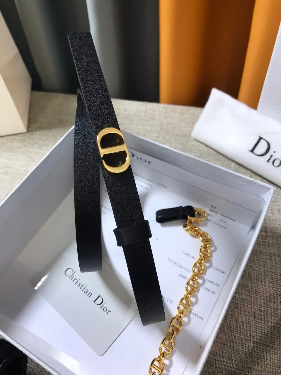 Dior Caro 15MM Belt with Removable Pouch in Black Calfskin product view 2