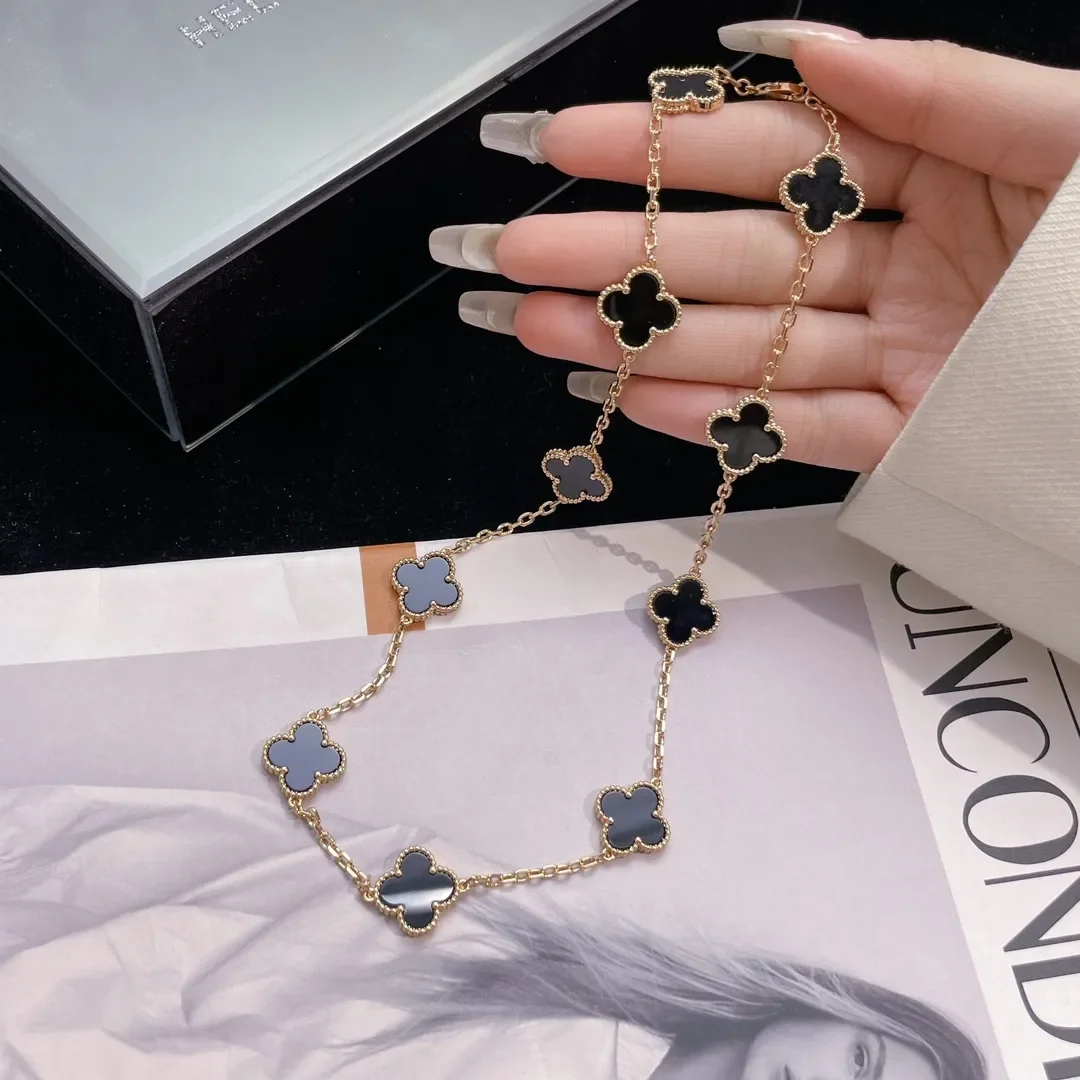 Van Cleef  Arpels Alhambra Black Ten-Motif Gold-Tone Necklace product view 4