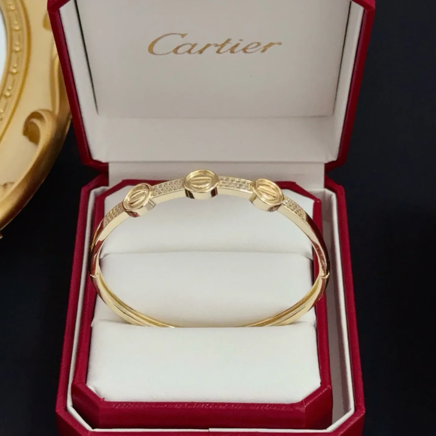 Cartier Love Gold-Tone Bangle with Three Pave-Effect Screw Motifs product view 5