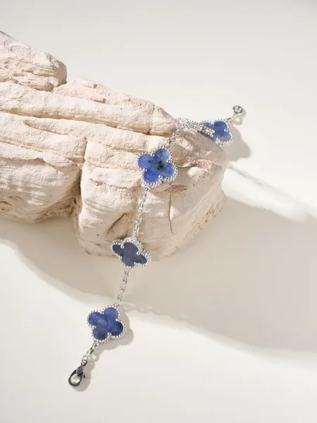 Van Cleef  Arpels Alhambra Blue Five-Clover Silver-Tone Bracelet product view 3