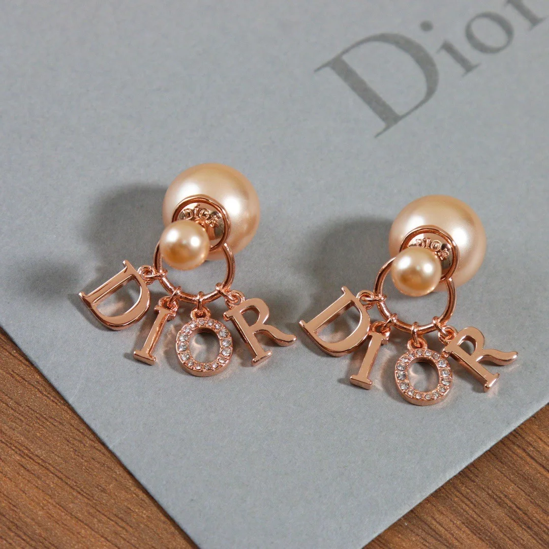 Dior Tribales Earrings In Rose Gold-Tone Metal Pearl-Effect Details and Crystals product view 6