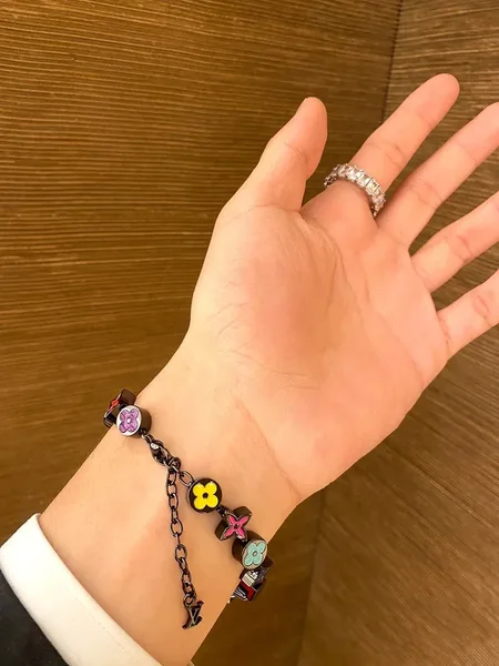 Louis Vuitton Multicolor Enamel Blossom Chain Bracelet Black with Multicolor Accents product view 5